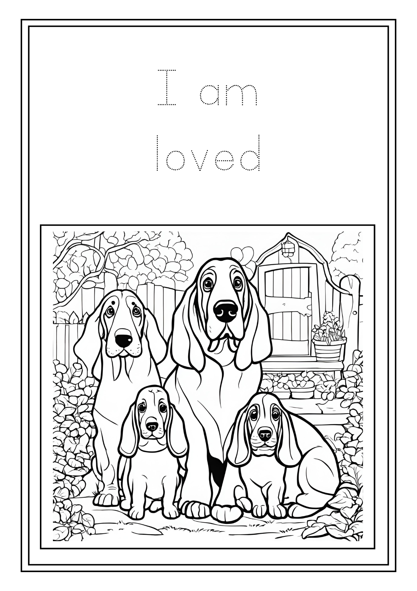 Kids Basset Hound Affirmations Coloring Book