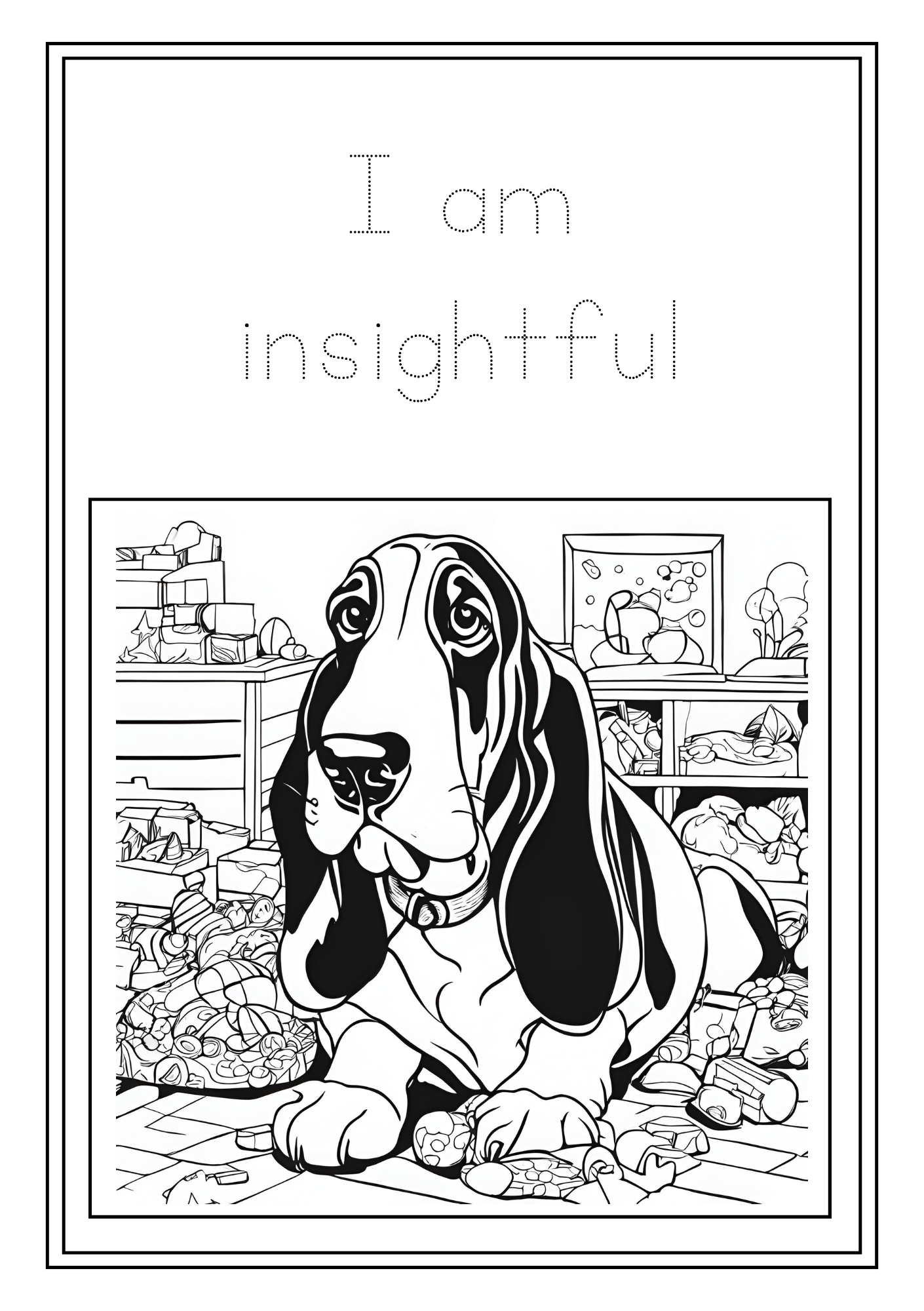 Kids Basset Hound Affirmations Coloring Book