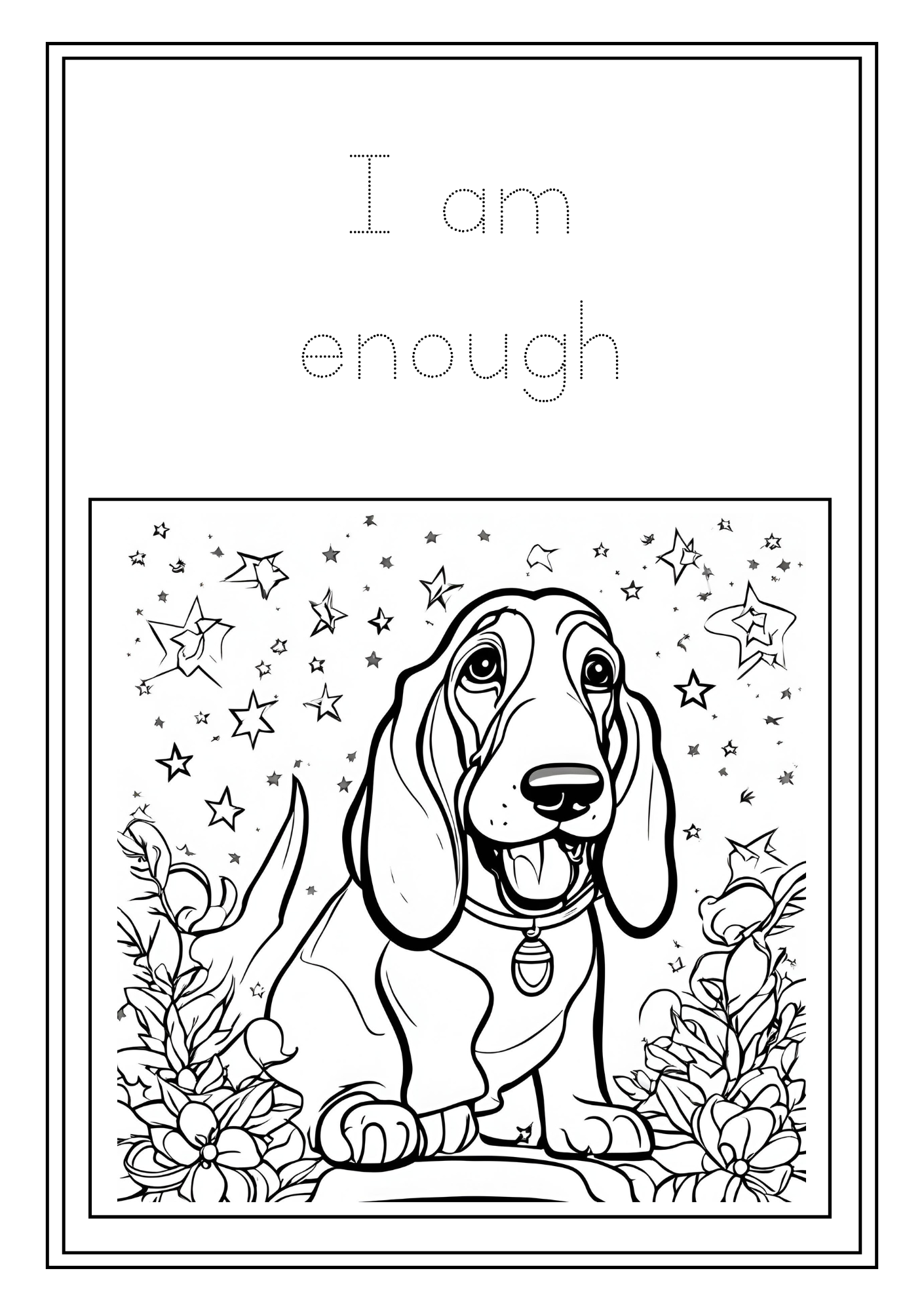 Kids Basset Hound Affirmations Coloring Book