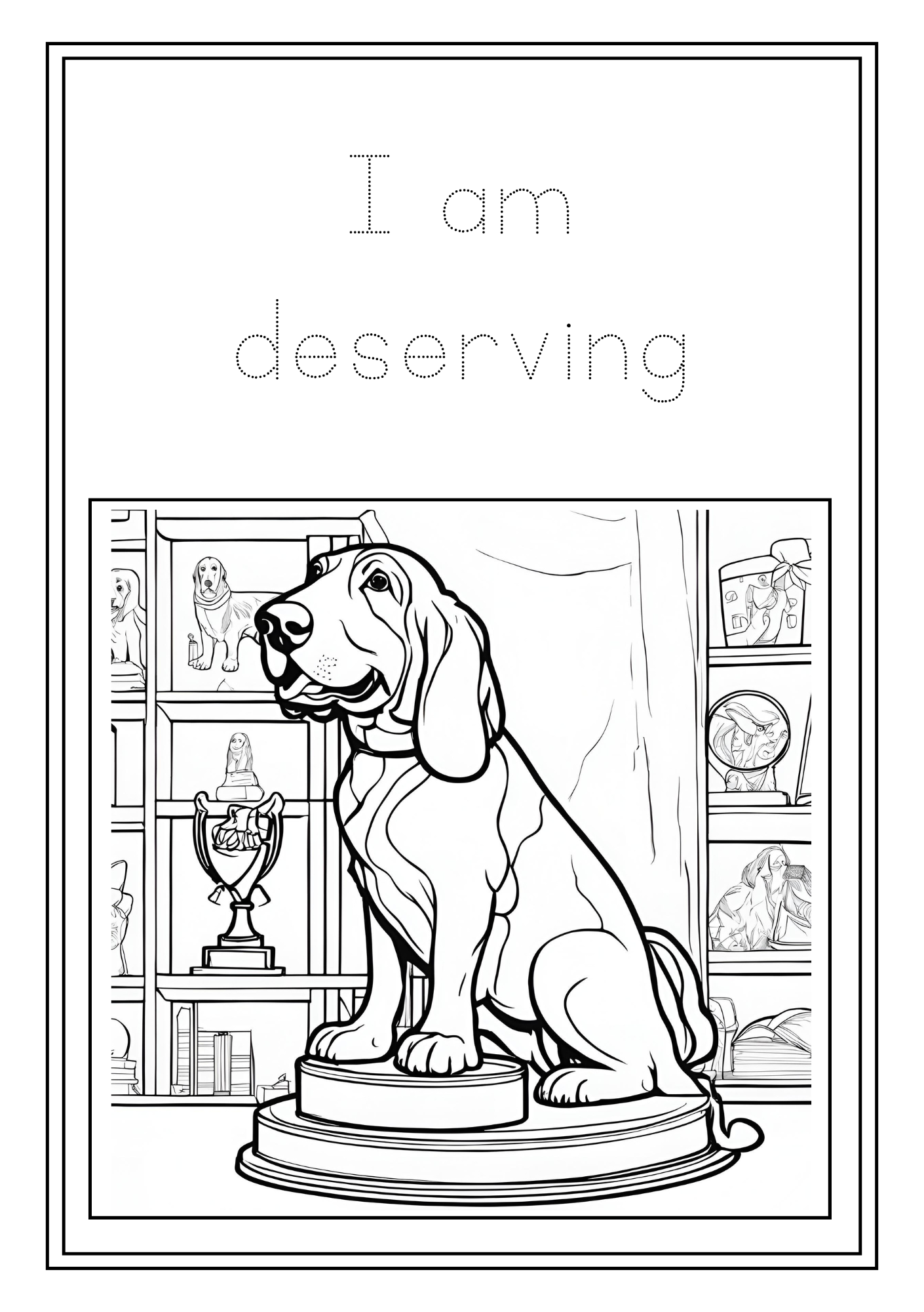 Kids Basset Hound Affirmations Coloring Book