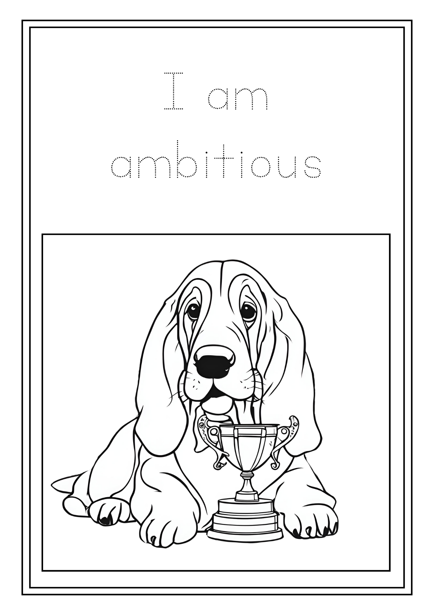 Kids Basset Hound Affirmations Coloring Book