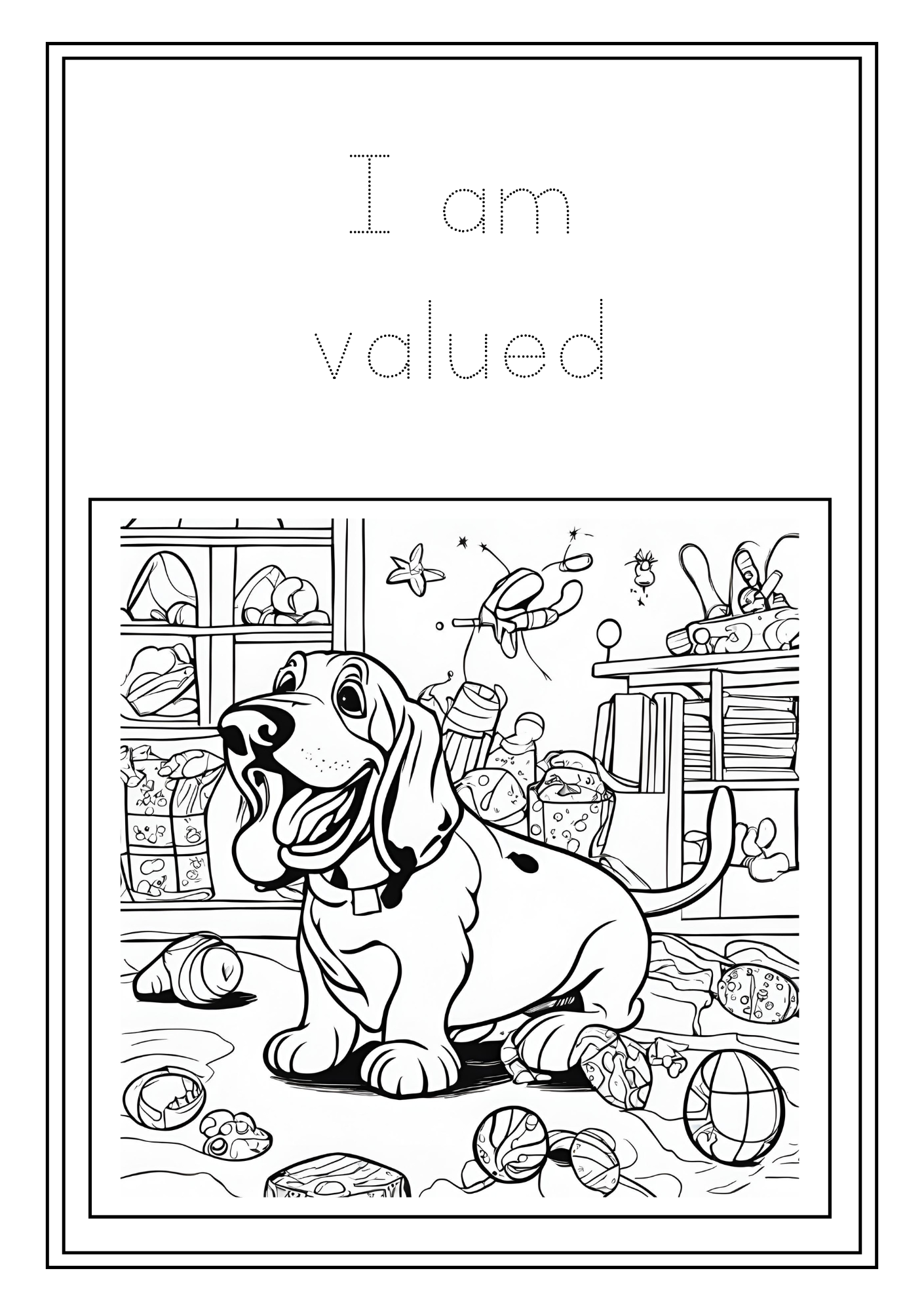 Kids Basset Hound Affirmations Coloring Book