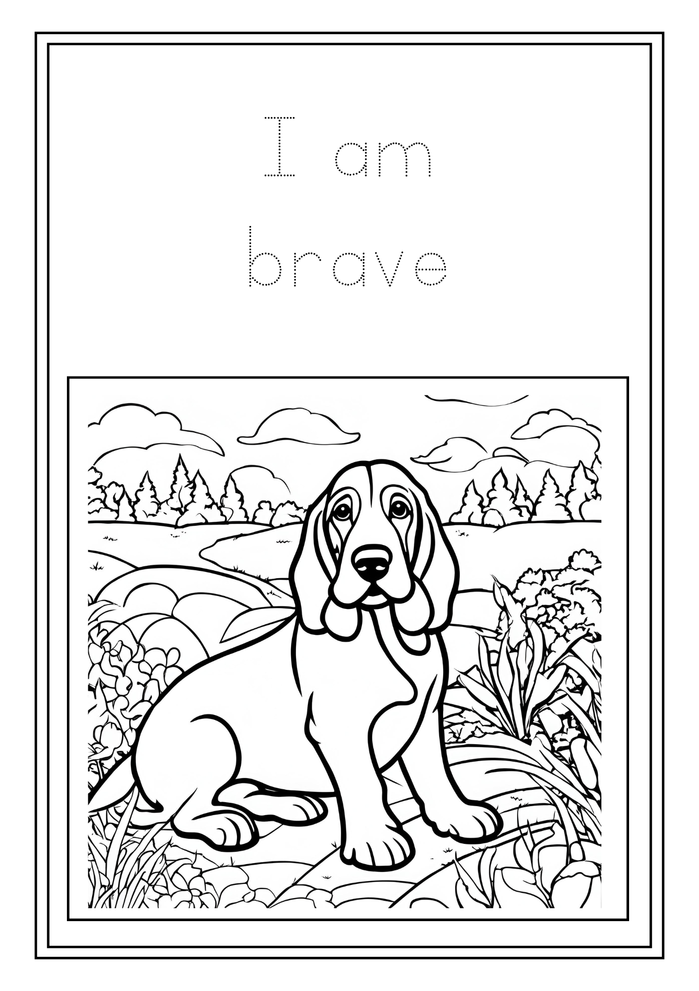 Kids Basset Hound Affirmations Coloring Book