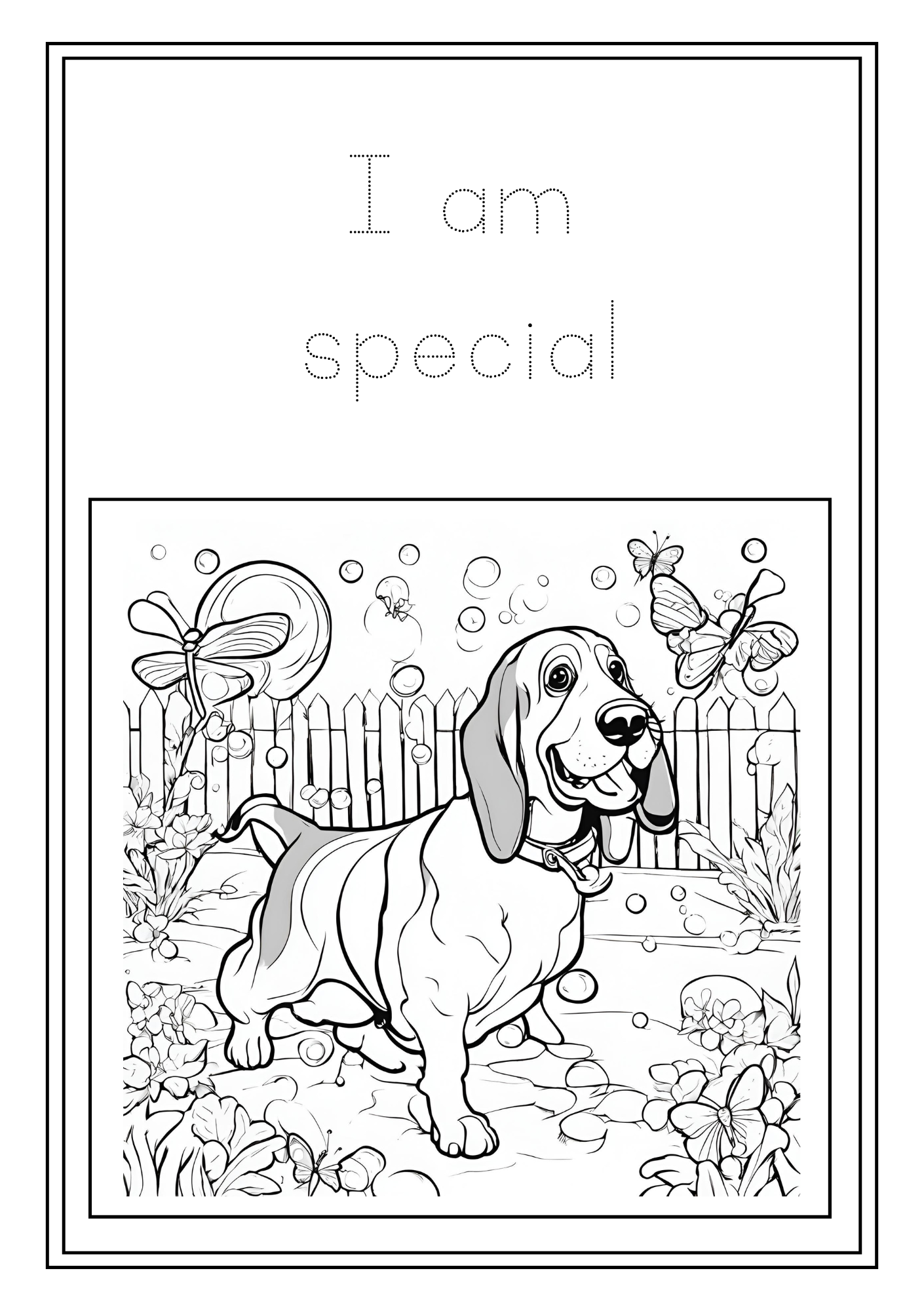 Kids Basset Hound Affirmations Coloring Book