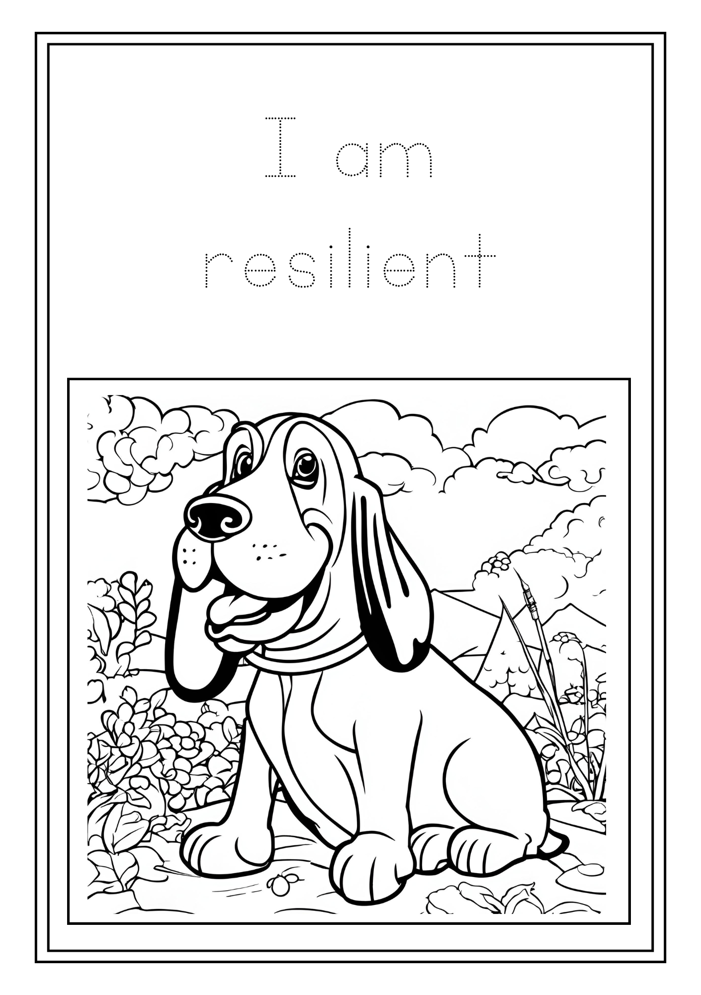 Kids Basset Hound Affirmations Coloring Book