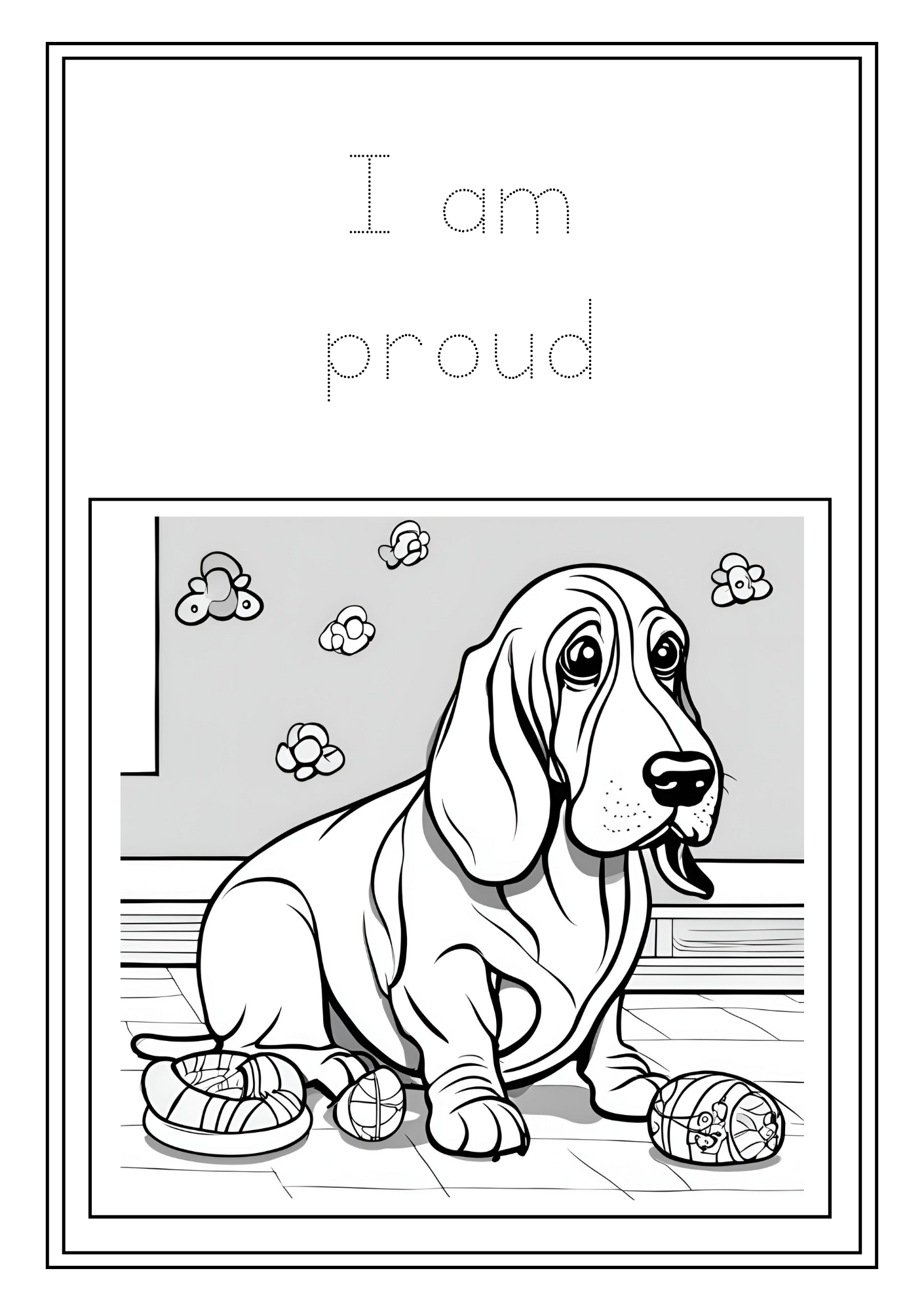 Kids Basset Hound Affirmations Coloring Book