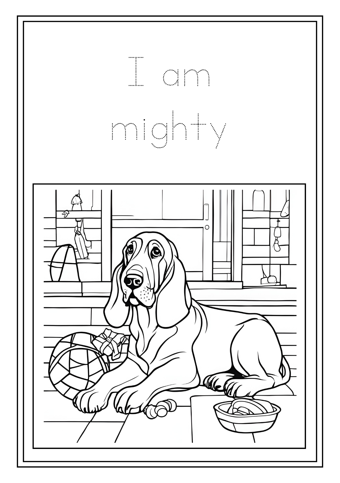 Kids Basset Hound Affirmations Coloring Book